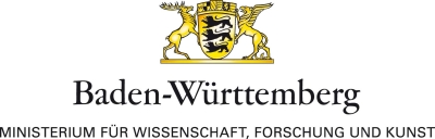 Landeswappen Baden-Württembergs mit Schriftzug: Baden-Württemberg. Ministerium für Wissenschaft, Forschung und Kunst