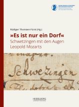 Buchcover mit roter Aufschrift. Unter der Überschrift ein Foto einer handschriftlichen Notiz des Städtenamens Schwetzingen
