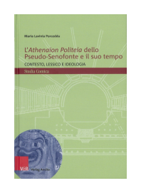 Grünes Buchcover mit roter und schwarzer Schrift. In der linken unteren Ecke ist in Blautönen eine Vergrößerung einer griechischen Theatermaske abgebildet. Im Hintergrund mit weißen Linien ist ein antiker Theatergrundriss dargestellt.