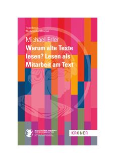Buchcover mit pink-gelb-blau-grünem-Farbverlauf in senkrechten Streifen. Die Akademie-Athene im Profil ist transparent darübergelegt. Darauf weiße Titelschrift. Unten links das Akademielogo, unten rechts das Logo des Verlags Kröner.