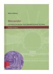 Hellgrünes Buchcover mit roter Titelschrift. Weiße Zeichnung eines Theatergrundrisses im Hintergrund. Unten links ein blauer Kreis mit der Abbildung einer antiken Theatermaske.
