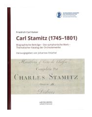 weißes Buchcover mit rotem Buchrücken, rote Titelschrift, darunter ein Bild, dass einen Ausschnitt der Titelseite eines Buches zeigt. Zu lesen ist darauf unter anderem der Name "Carl Stamitz". Oben rechts auf dem Buchcover das Logo der HAdW