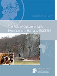Newsletter ROCEEH 13-2017, blaues Newslettercover mit der Athene im Profil als Header, darunter der Titel der Ausgabe sowie ein Bild eines Waldstücks.