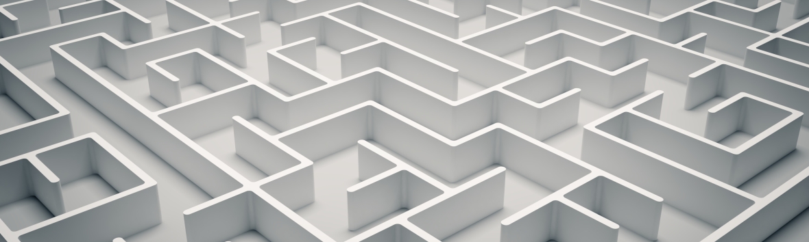 Abbildung eines Labyrinths aus Beton von oben