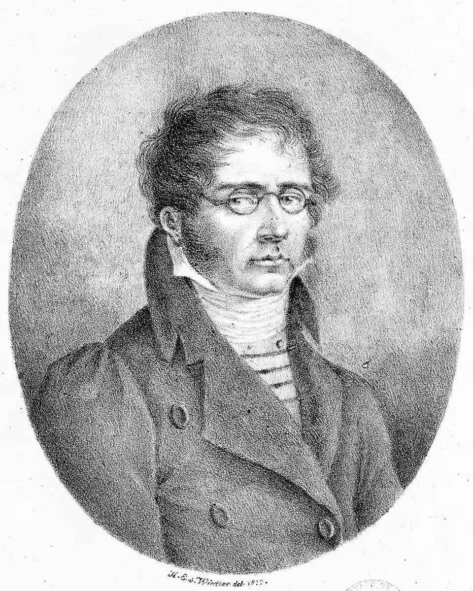 Ein Stich zeigt Franz Danzi, der den Betrachter ansieht. Es ist ein Brustbild, das oval gefasst ist.