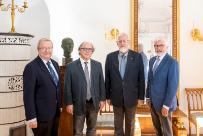 Gruppenbild mit Präsidenten Schneidmüller und Soomere sowie Jaan Undusk und Matthias Kind