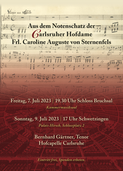 Ankündigung der Konzerte am 7. und 9. Juli in Bruchsal und Schwetzingen
