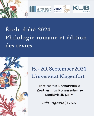 Flyer der Sommerschule "Philologie romane et édition des textes"