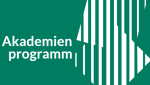 Logo der Akademienunion auf grünem Hintergrund mit weißer Schrift.