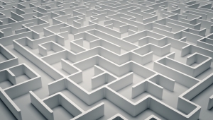 Abbildung eines Labyrinths aus Beton von oben