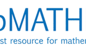 zbMATH-Logo: Die Schrift ist blau: "zbMATH". Darunter in kleinerer Schriftgröße "the first resource for mathematics". Rechts von der Schrift ein Viereck, das in vier kleinere Vierecke unterteilt ist. Das links oben ist gelb, rechts unten blau, die anderen beiden weiß.